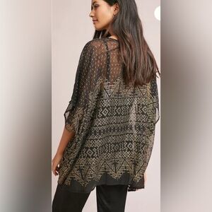 Mes Demoiselles Barthabas sheer black/gold printed Boho cotton top.